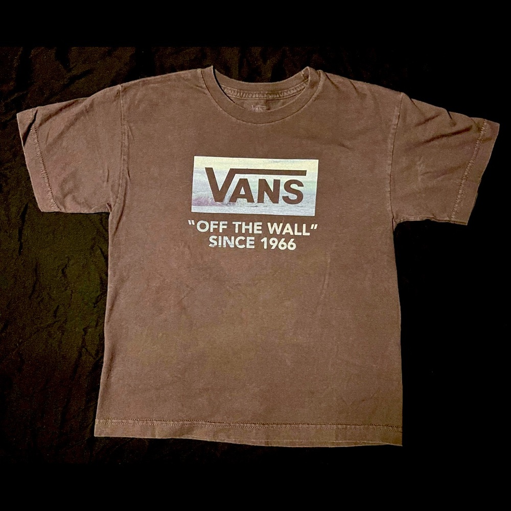 Kids size medium grey vans “off the wall” since 1966 t-shirt